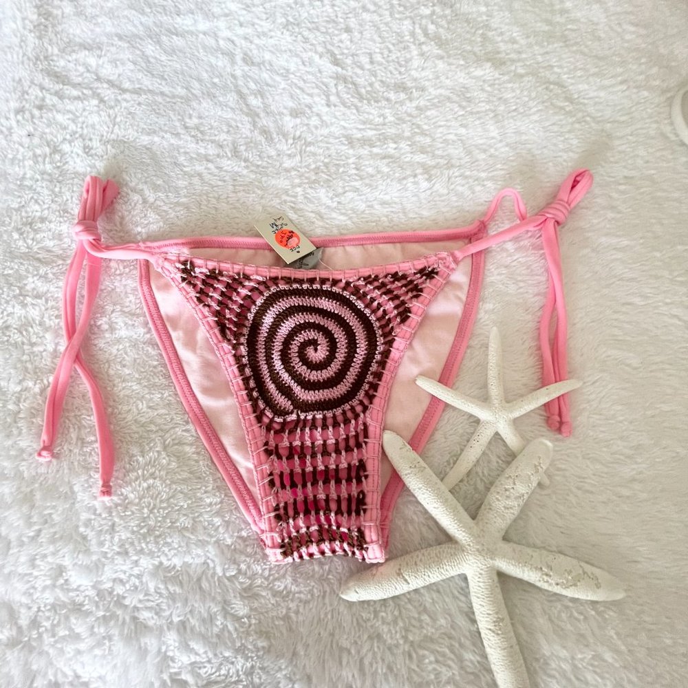 NWT Brazilian pink/brown bikini bottom, Sz Medium